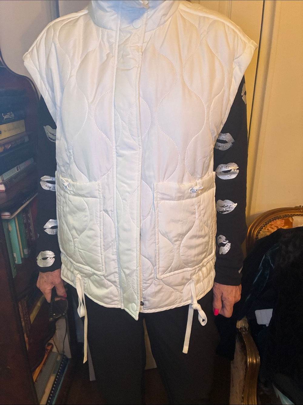 Thread & Supply White Quilted Sleeveless Vest